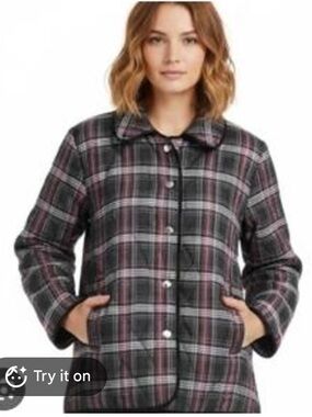 Coach Plaid Button-Front Women's Jacket in Black & Pink small
